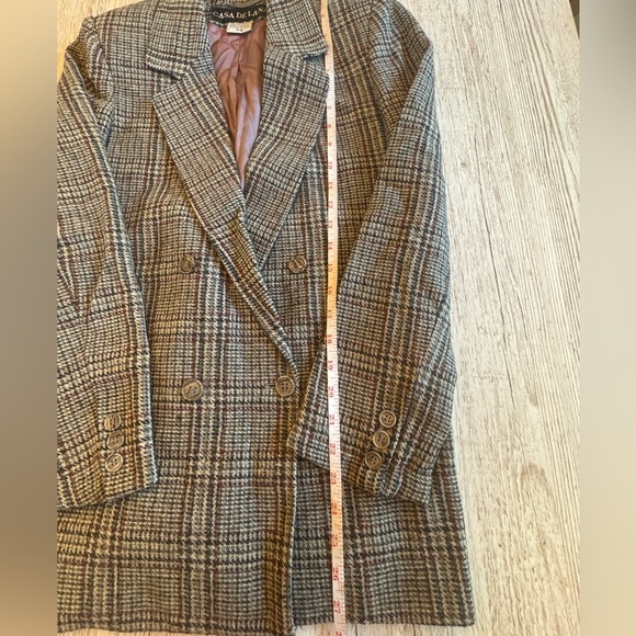 Vintage 80’s Casa de Lana 100% Virgin Wool Gray Plaid Jacket Blazer Size 5/6 - Picture 13 of 15